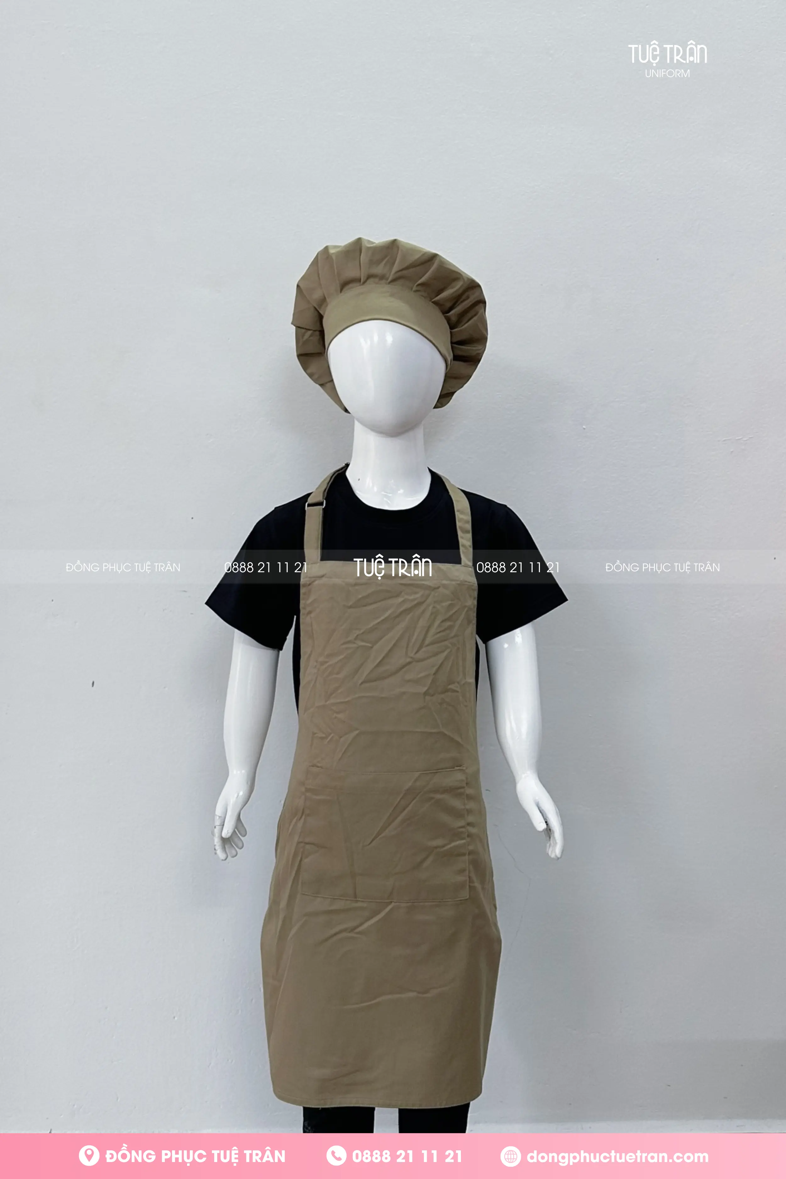 Tạp dề yếm trẻ em màu bò lợt