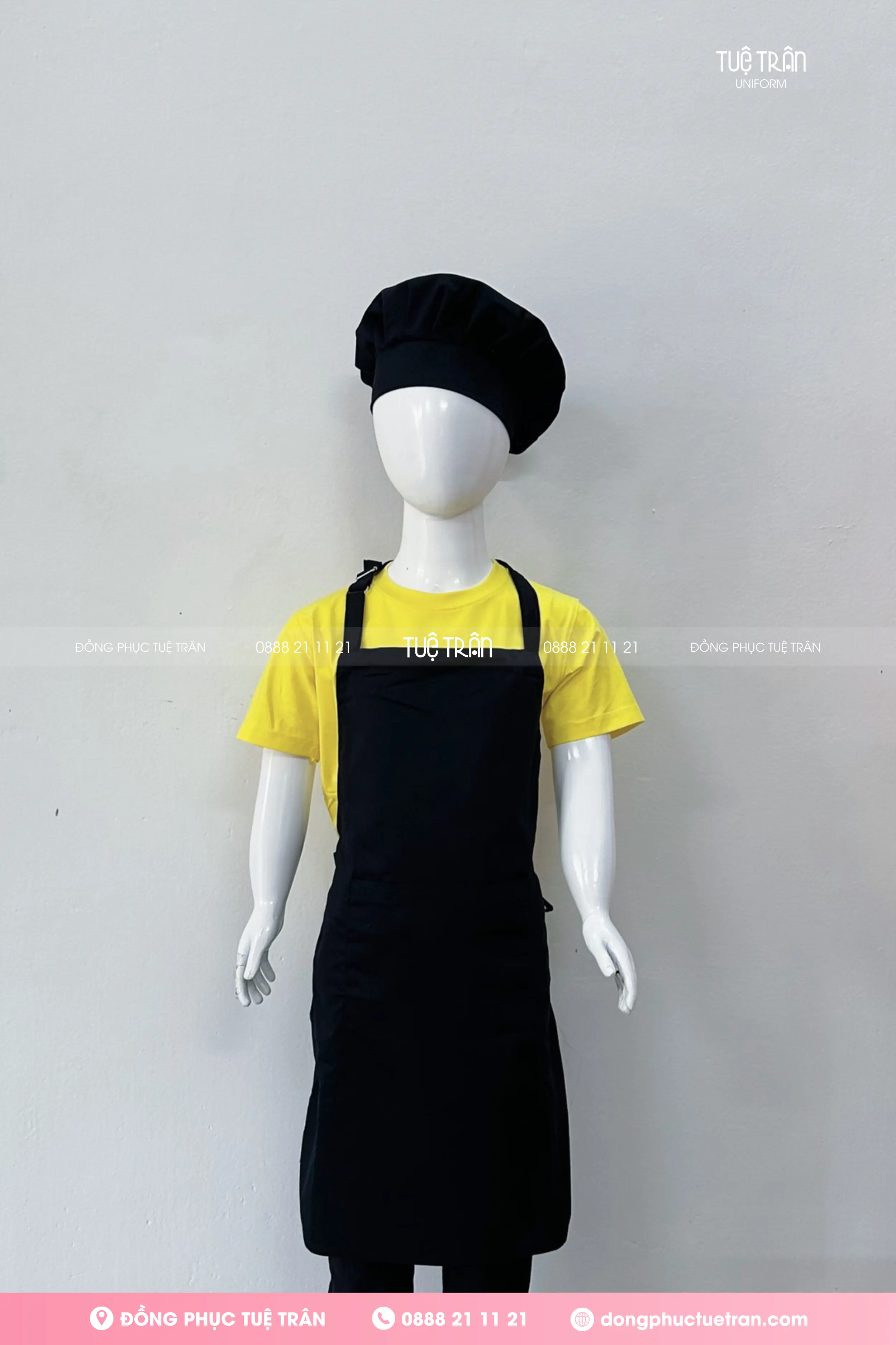 Tạp dề yếm trẻ em màu đen