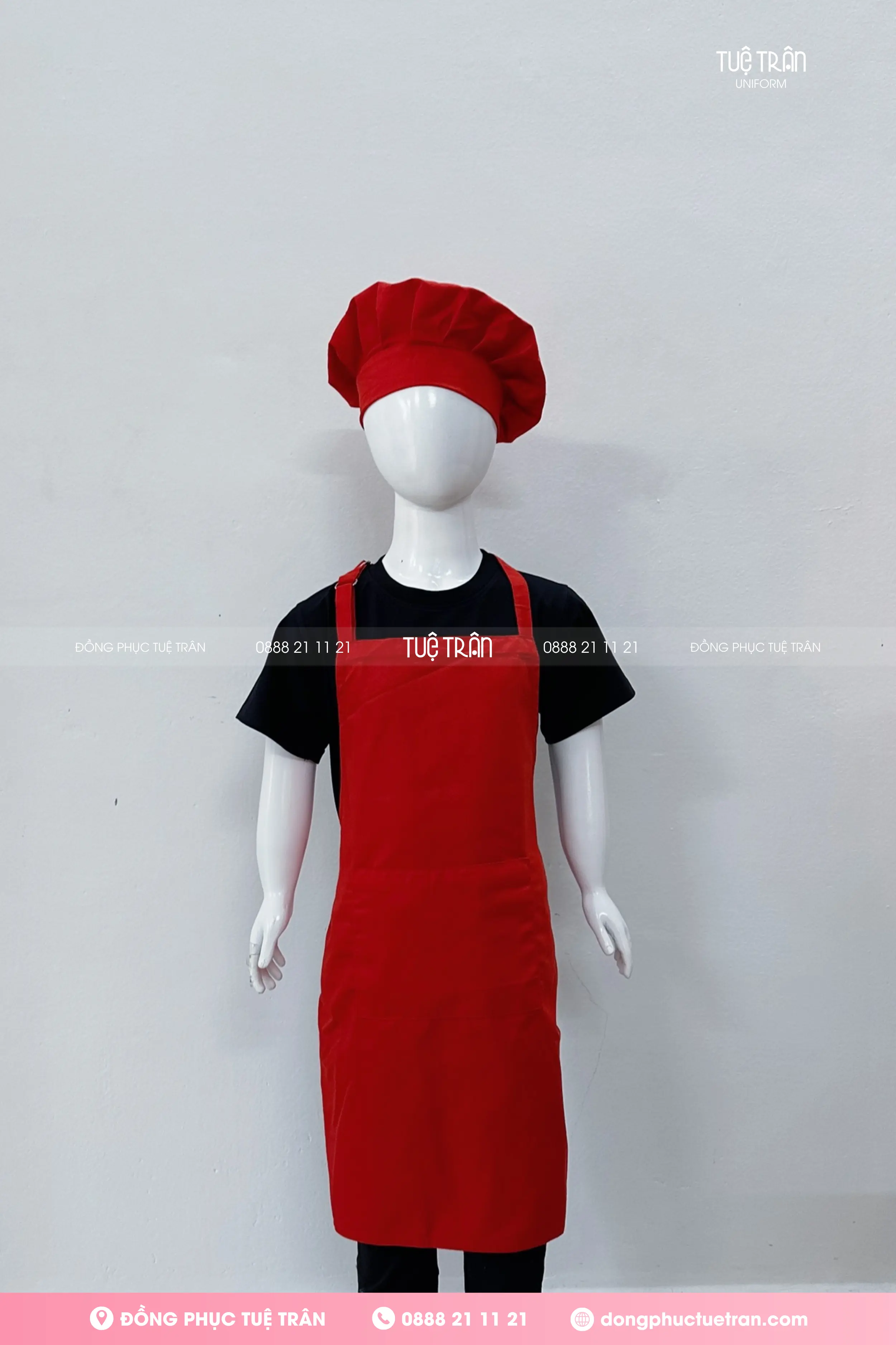 Tạp dề yếm trẻ em màu đỏ tươi