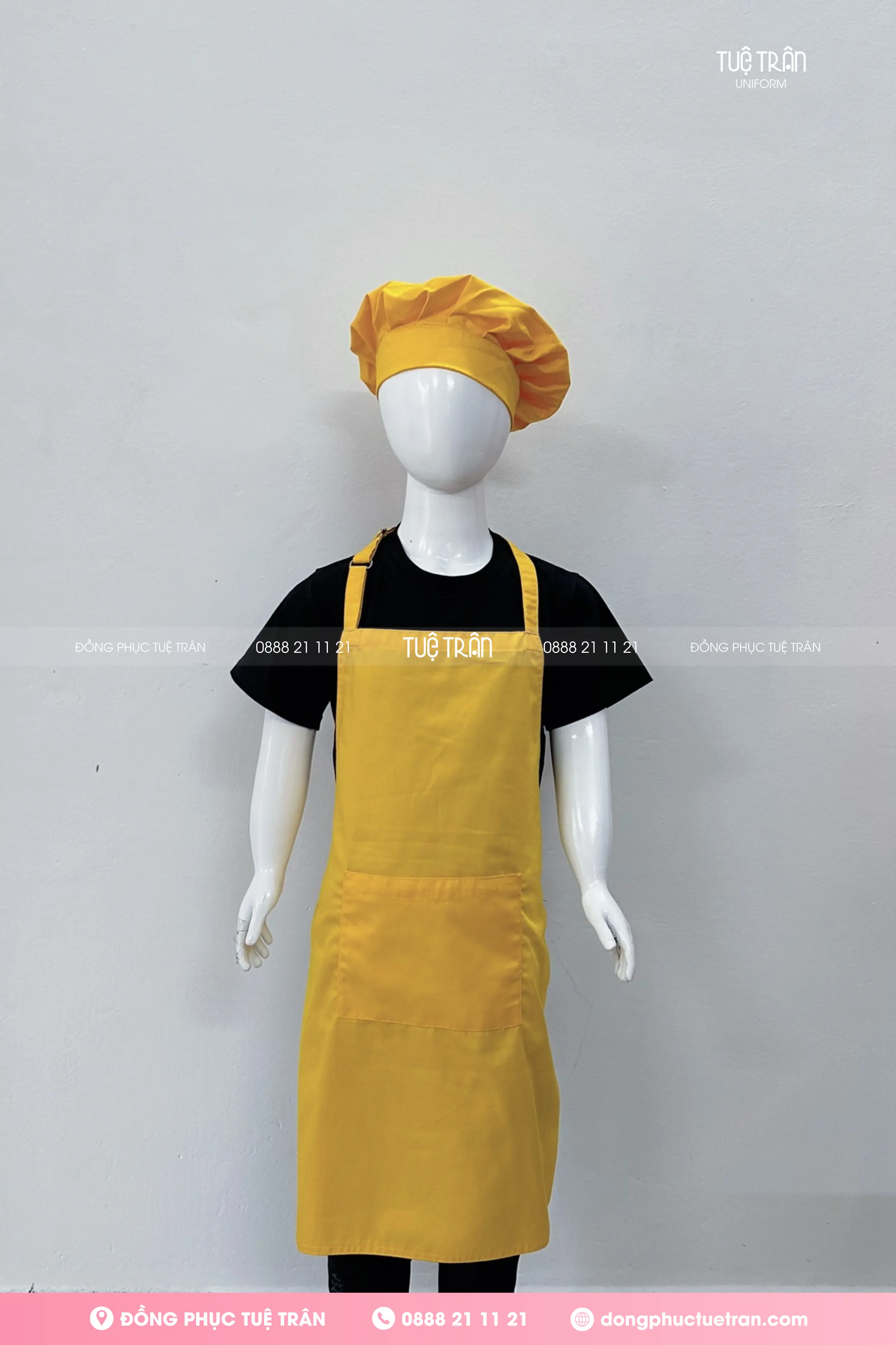 Tạp dề yếm trẻ em màu vàng