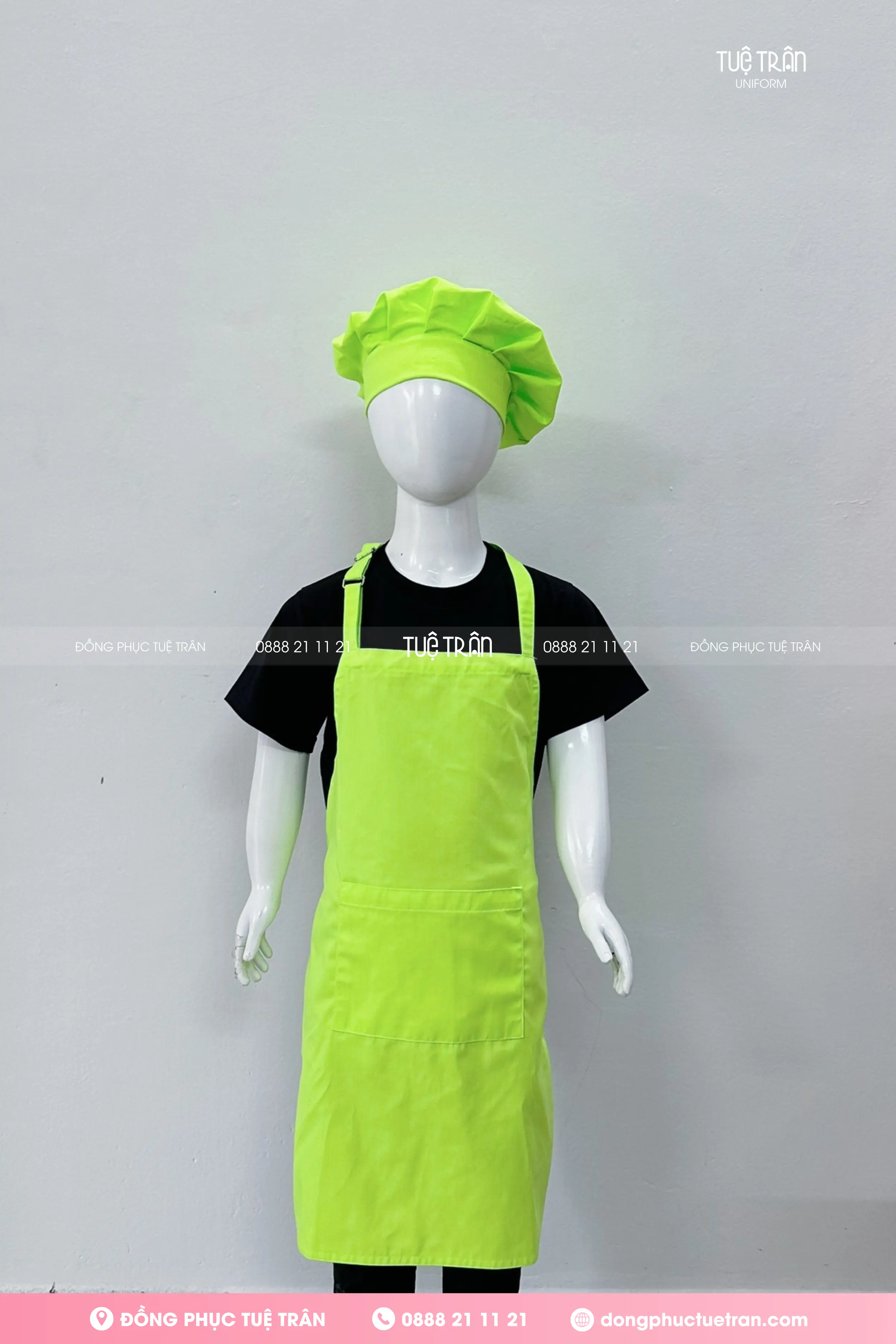 Tạp dề yếm trẻ em màu xanh chuối