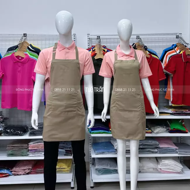 Đồng phục tạp dề yếm màu bò lợt