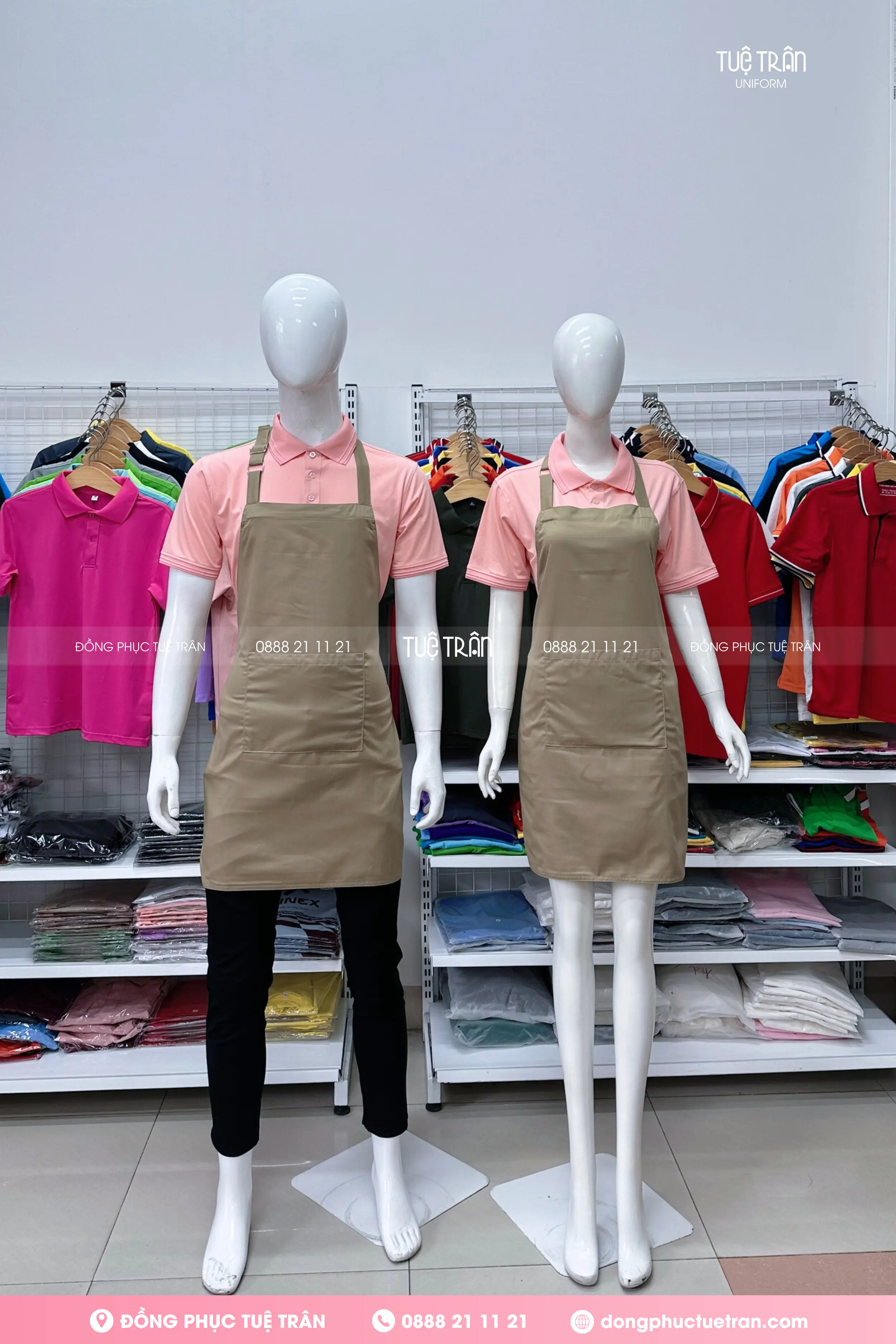 Đồng phục tạp dề yếm màu bò lợt