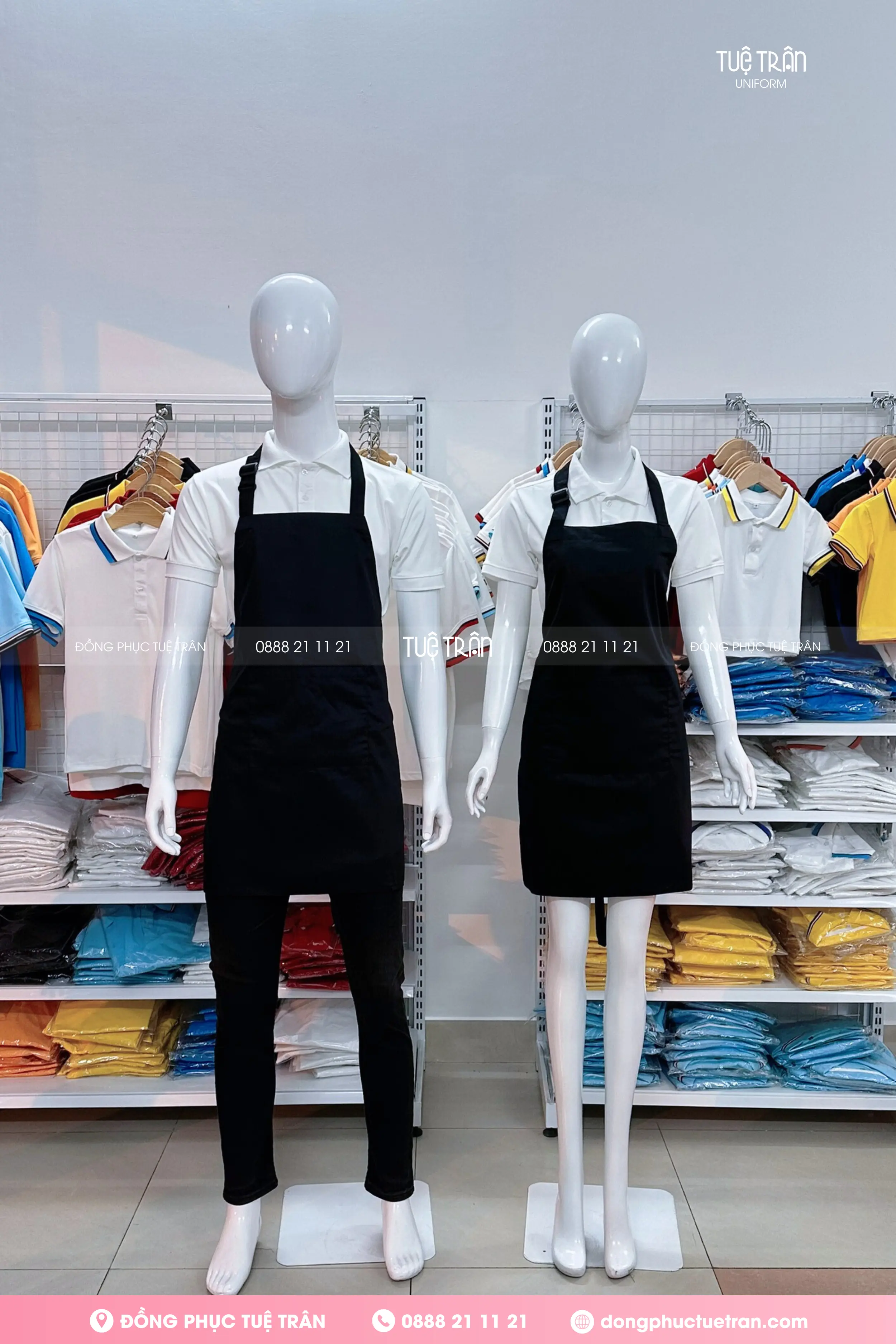 Đồng phục tạp dề yếm màu đen