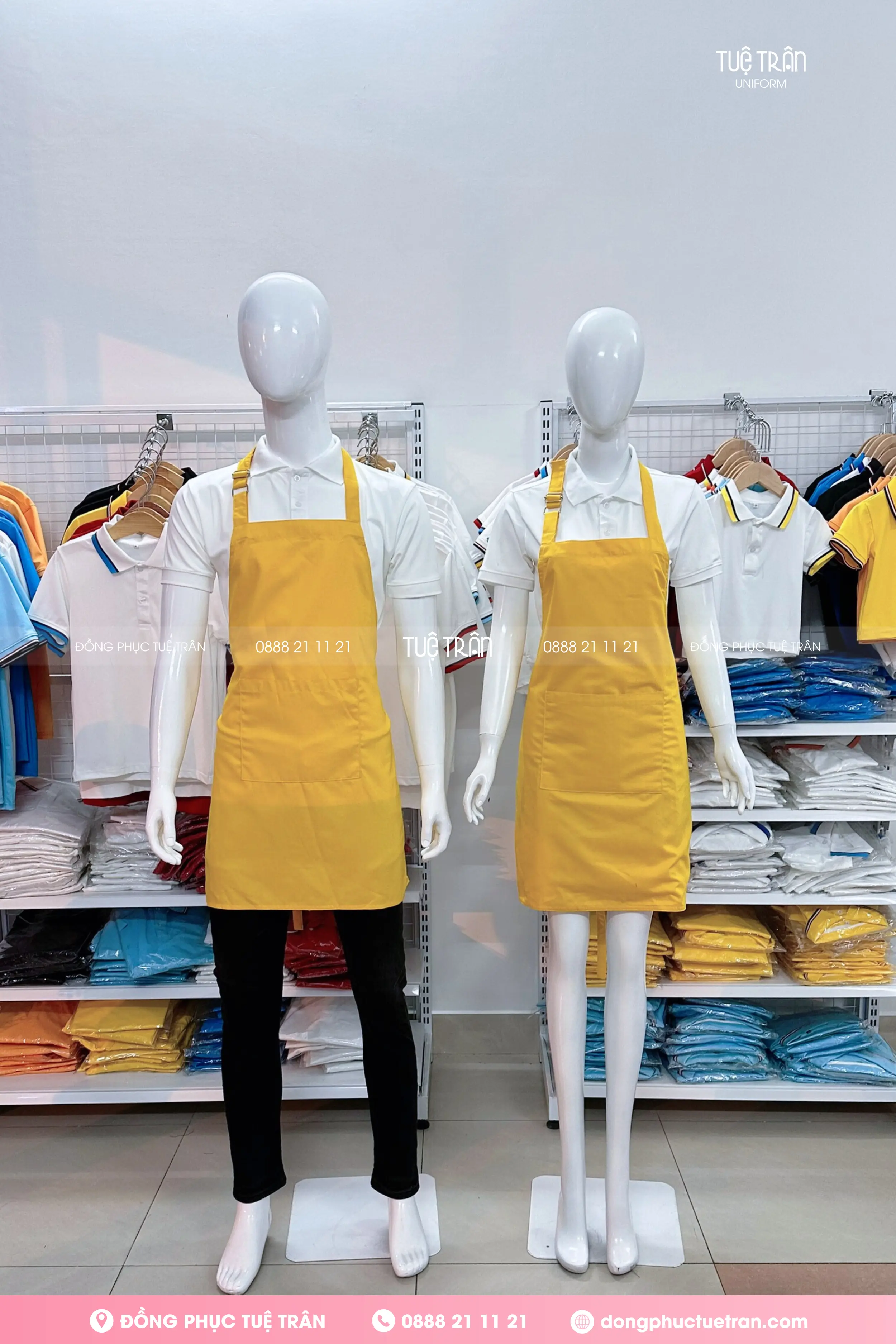 Đồng phục tạp dề yếm màu vàng