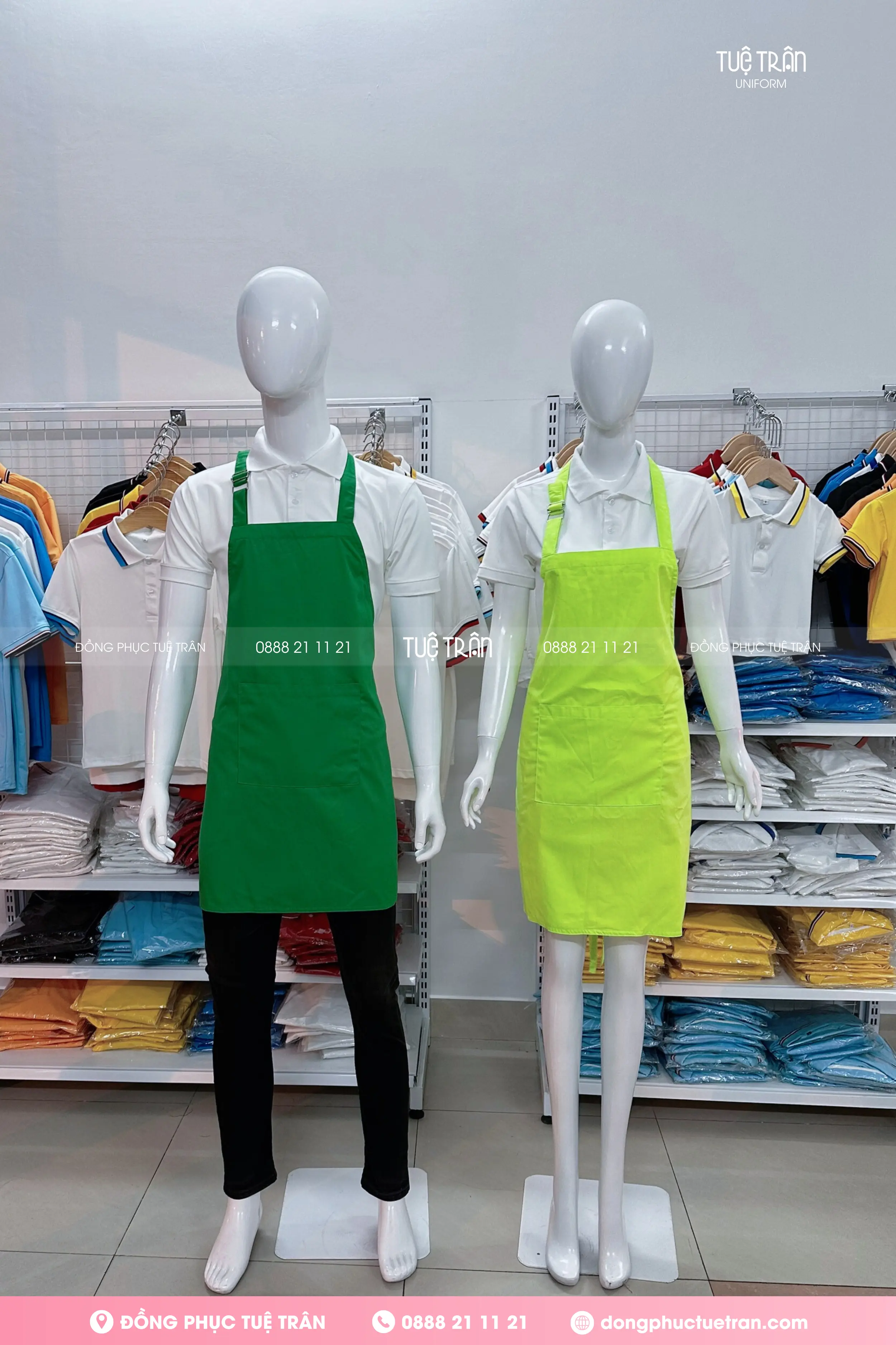 Đồng phục tạp dề yếm màu xanh chuối