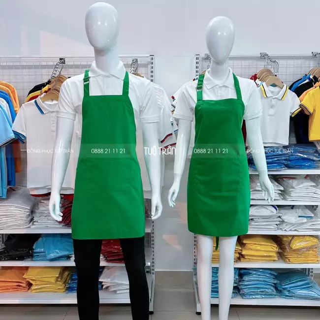 Đồng phục tạp dề yếm màu xanh két